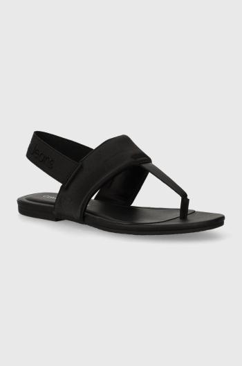 Sandály Calvin Klein Jeans FLAT SANDAL TOEPOST DC dámské, černá barva, YW0YW01344