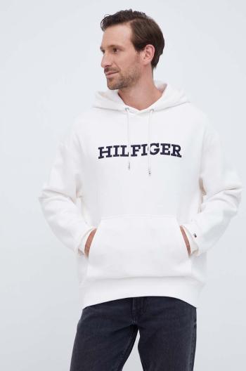 Mikina Tommy Hilfiger pánská, béžová barva, s kapucí, s aplikací