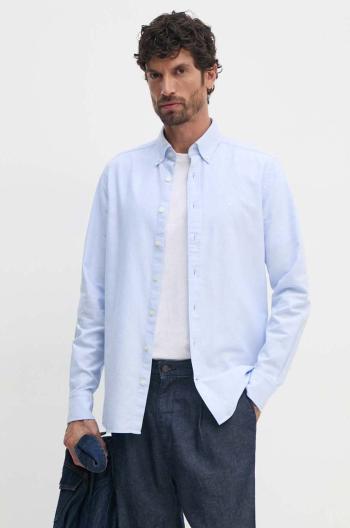 Bavlněná košile Hackett London modrá barva, slim, s límečkem button-down, HM309361