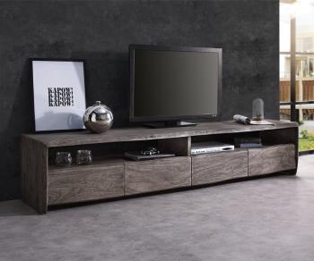 TV stolek Live Edge 230 cm akácie platina 4 zásuvky