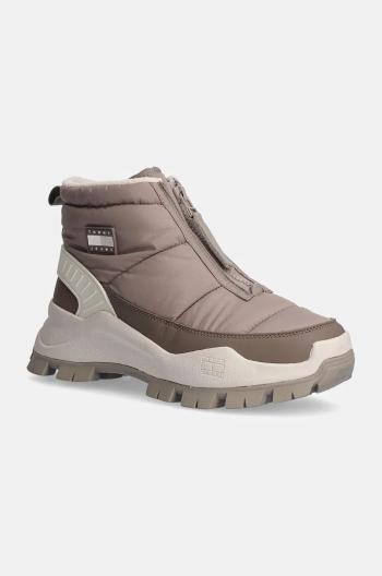 Sněhule Tommy Jeans TJW HYBRID BOOT ZIP UP WL béžová barva, EN0EN02641