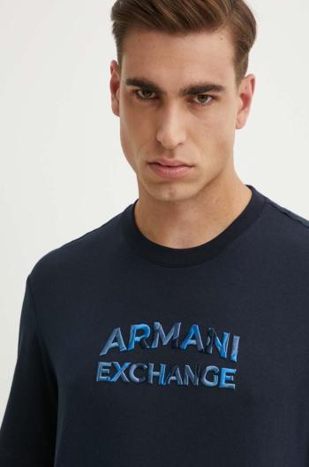 Bavlněné tričko Armani Exchange tmavomodrá barva, s aplikací, 6DZTHC ZJBYZ