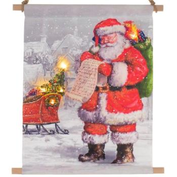 MAXXIVA® 86801 Hängende LED Leinwand inklusive 5 LEDs Wandmotiv Weihnachtsmann 30 x 40 cm