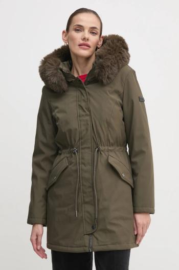 Parka Dkny dámská, zelená barva, zimní, DLEMPT22