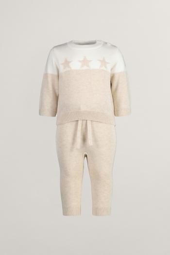 DĚTSKÝ SET GANT STAR AND G KNITTED SET LIGHT BEIGE MELANGE