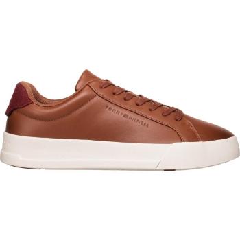 Tommy Hilfiger LEATHER CONTRAST HEEL COURT TRAINERS Pánské tenisky, hnědá, velikost