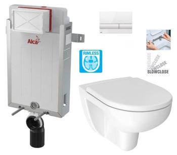 ALCADRAIN Renovmodul předstěnový instalační systém s bílým tlačítkem M1710 + WC JIKA LYRA PLUS RIMLESS + SEDÁTKO DURAPLAST SLOWCLOSE AM115/1000 M1710 LY2