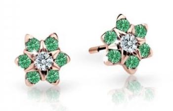 Cutie Jewellery Půvabné dětské náušnice z růžového zlata C2152-30-X-4 zelená