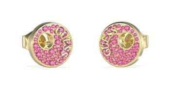 Guess Pozlacené náušnice s fuchsiovými zirkony Blooming Summer JUBE05228JWYGPKT/U