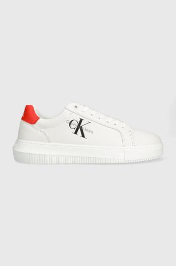 Kožené sneakers boty Calvin Klein Jeans CHUNKY CUPSOLE MONOLOGO černá barva, YM0YM00681