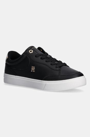 Kožené sneakers boty Tommy Hilfiger ESSENTIAL CHIC COURT SNEAKER černá barva, FW0FW08322