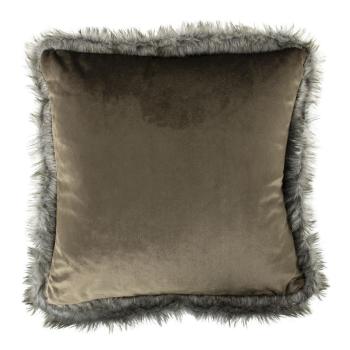 Taupe sametový polštář lemovaný kožešinou Copp - 45*45*10cm DCKSFBT