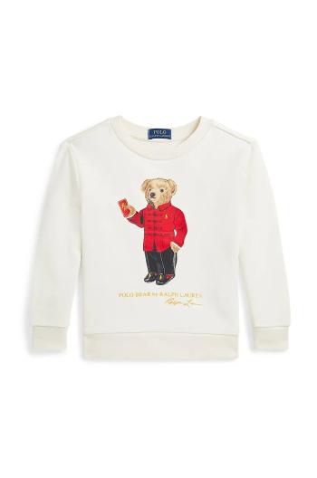 Dětská bavlněná mikina Polo Ralph Lauren béžová barva, s potiskem, 322961412001