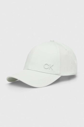 Bavlněná baseballová čepice Calvin Klein zelená barva, s aplikací, K60K612000