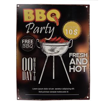 Černá antik nástěnná kovová cedule BBQ Party - 25*1*33 cm 6Y5232