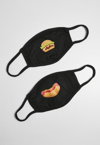 Mr. Tee Burger and Hot Dog Face Mask 2-Pack black - UNI