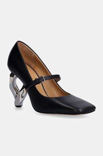 Kožené lodičky JW Anderson Chain Heel černá barva, na podpatku, ANW43251A