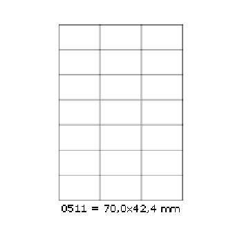 Samolepicí etikety 70 x 42,4 mm, 21 etiket, A4, 100 listů