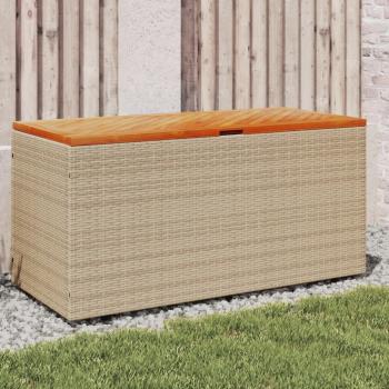 Zahradní úložný box béžový 110x50x54 cm polyratan a akácie