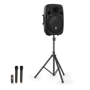 Auna Streetstar 15, mobilní PA systém + stativ, 15" woofer, UHF mikrofon, 1000 W, černý