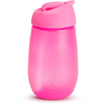 Munchkin Simple Clean dětská láhev s brčkem Pink 12 m+ 296 ml