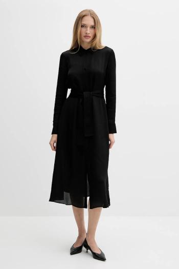 Šaty Armani Exchange čierna farba, midi, rovný strih, XW001245 AF16121