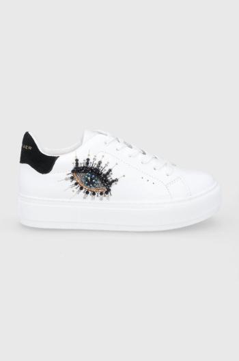 Kožené boty Kurt Geiger London Laney Eye bílá barva, na platformě, 8487310109