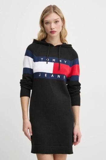 Bavlněné šaty Tommy Jeans černá barva, mini, DW0DW19470