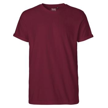 Neutral Pánské tričko s ohrnutými rukávy z organické Fairtrade bavlny - Bordeaux | XL