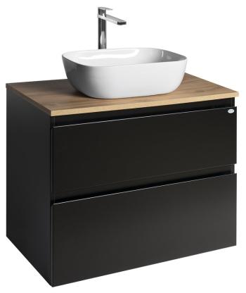 AQUALINE ALTAIR skříňka s deskou 78,5 cm, černá mat/dub emporio AI680-01