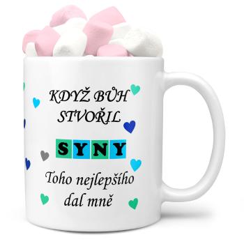 Hrnek Když bůh stvořil syny (Náplň hrníčku: Marshmallow)