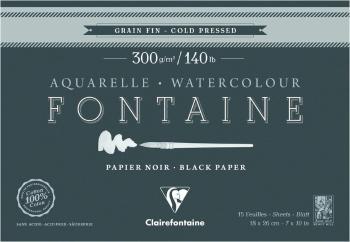 Clairefontaine Fontaine Black Cold-Pressed Glued Pad On 4 Sides Skicář 18 x 26 cm 300 g