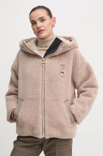 Bunda Barbour Amber Fleece dámská, béžová barva, přechodná, LFL0072