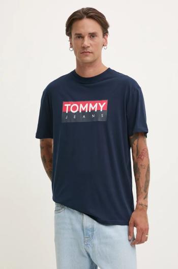 Bavlněné tričko Tommy Jeans tmavomodrá barva, s potiskem, DM0DM19684