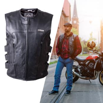 Kožená moto vesta W-TEC Trabacho  černá  4XL