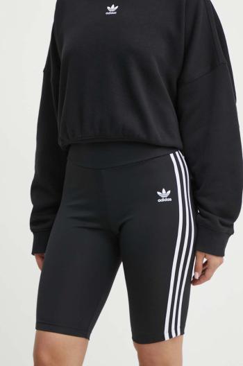 Kraťasy adidas Originals dámské, černá barva, hladké, medium waist