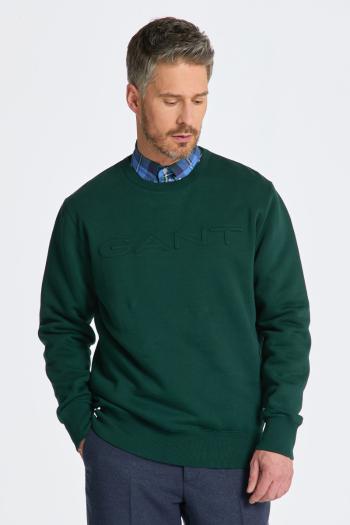 MIKINA GANT EMBOSSED SWEAT C-NECK TARTAN GREEN