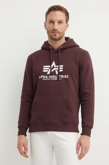 Mikina Alpha Industries Basic Hoody pánská, vínová barva, s kapucí, s potiskem, 178312.21