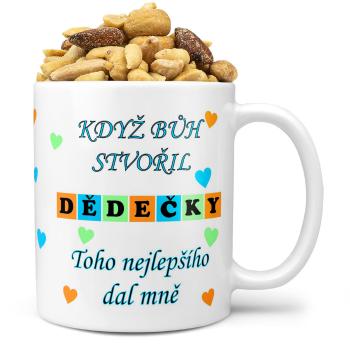 Hrnek Když bůh stvořil dědečky (Náplň hrníčku: Směs slaných oříšků)