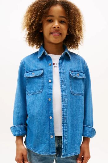 Detská riflová košeľa Tommy Hilfiger modrá farba, KB0KB09688