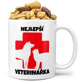 Hrnek Nejlepší veterinářka – kříž (Náplň hrníčku: Směs slaných oříšků)