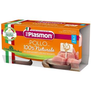 PLASMON bezlepkový masový s obilím kuřecí bez škrobu a soli 2× 80 g, 4m+ (8001040016541)