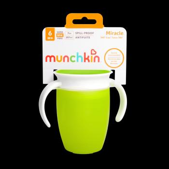 MUNCHKIN Juniorský netečúci hrnček 360° s uškami 12m+, zelený 207 ml