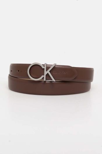 Kožený pásek Calvin Klein dámský, hnědá barva, K60K610157