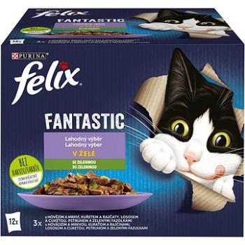 Felix Fantastic hovězí s mrkví, kuře s rajčaty, losos s cuketou, pstruh se zel. fazolkami 12 x 85 g (7613039900147)