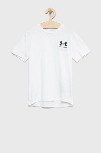 Dětské tričko Under Armour bílá barva