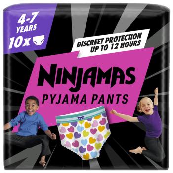 NINJAMAS Kalhotky plenkové Pyjama Pants Srdíčka, 10 ks, 7 let, 17kg-30kg