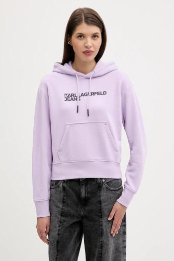 Mikina Karl Lagerfeld Jeans čierna farba, s kapucňou, s potlačou, A2W20053