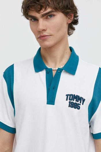 Bavlněné polo tričko Tommy Jeans bílá barva, DM0DM18919