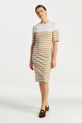 ŠATY GANT STRIPED SS T-SHIRT DRESS DARK KHAKI